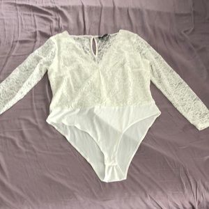 Forever 21 Plus, White Lace Bodysuit, 2X